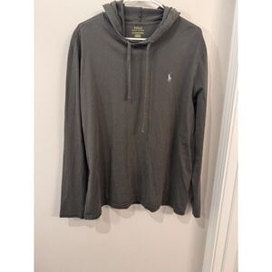 Polo Ralph Lauren Mens Hoodie Long Sleeve Gray Hooded Tee Shirt Sz XL